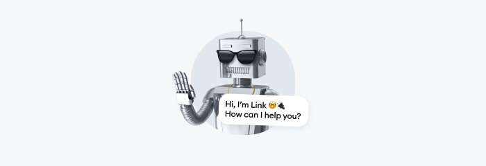 A robot that says "Hi, I'm Link. How can I help you?"