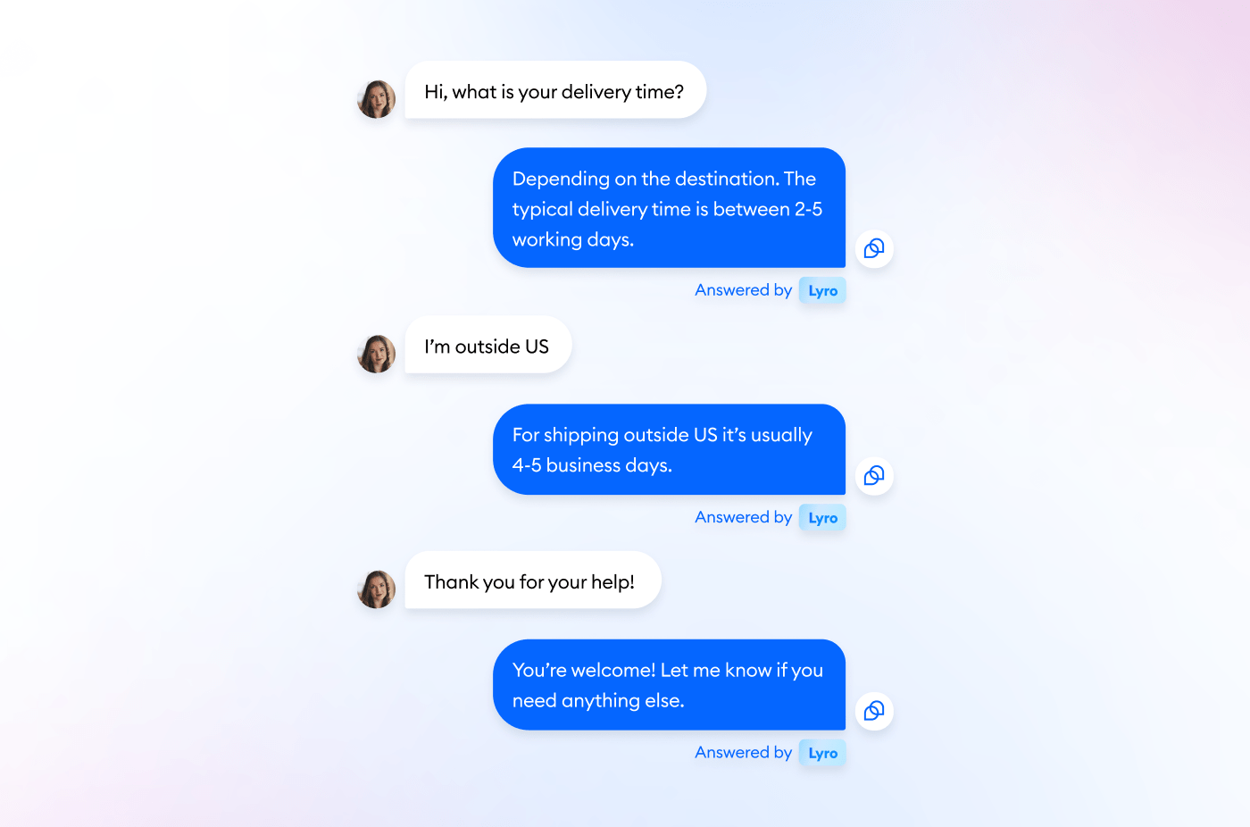 example of conversation via ecommerce chatbot