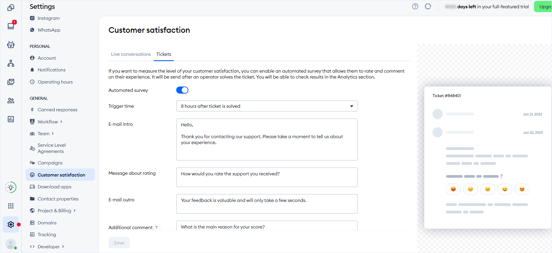 Customer satisfaction measurement example