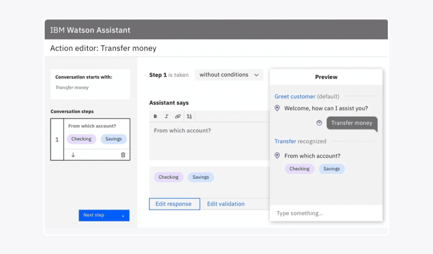 IBM Watson Assistant's chatbot example