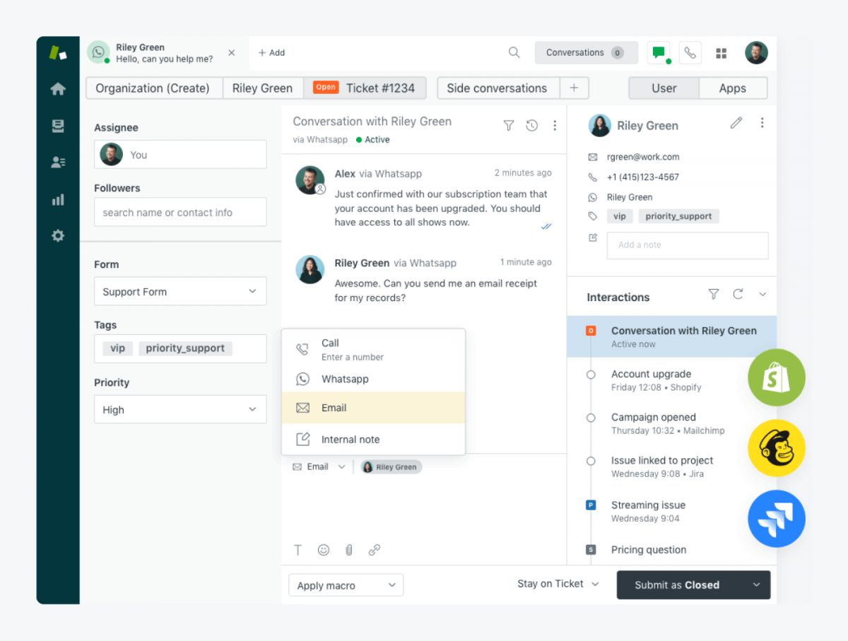 zendesk user panel view