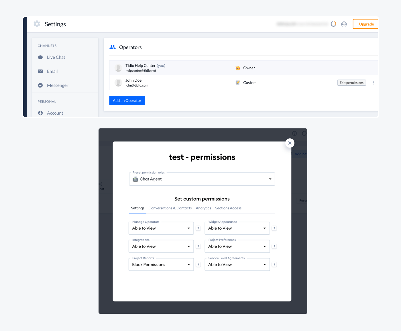 How to define roles and permissions in a help desk system?