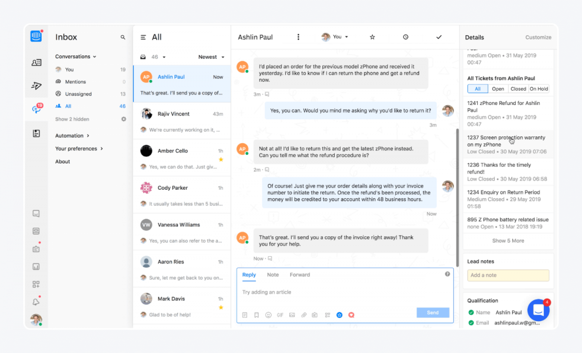 intercom user panel view