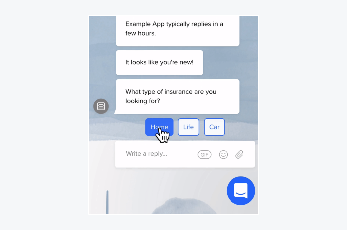 intercom chatbot window sample