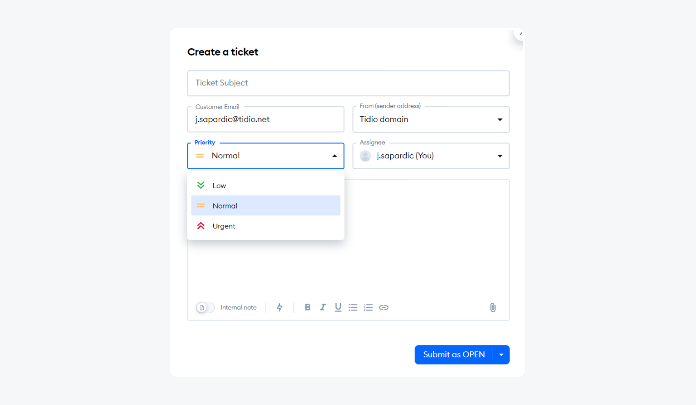 ticket priority management panel