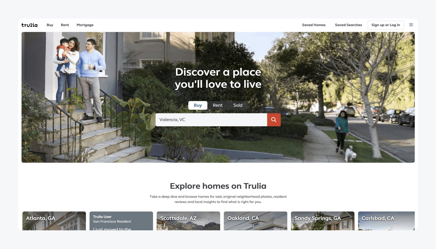 trulia's landing page