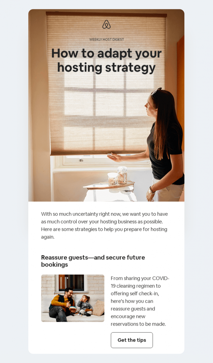 A real-life example of a newsletter email campaign by Airbnb