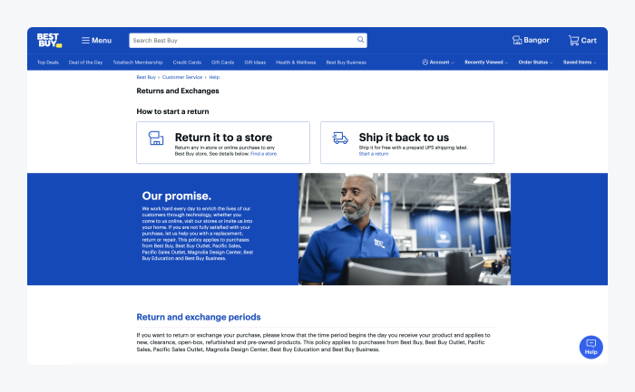 image shows best buy's return policy document