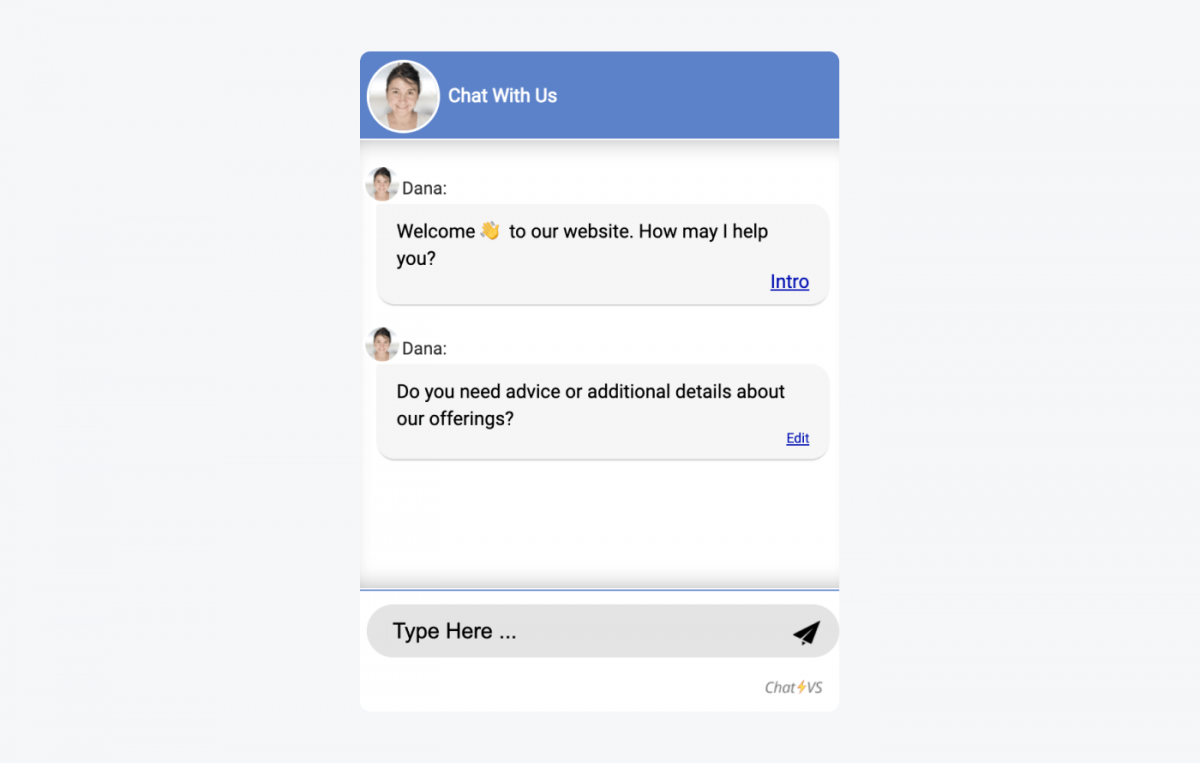 Chatbot for Lead Generation by VirtualSpirits widget