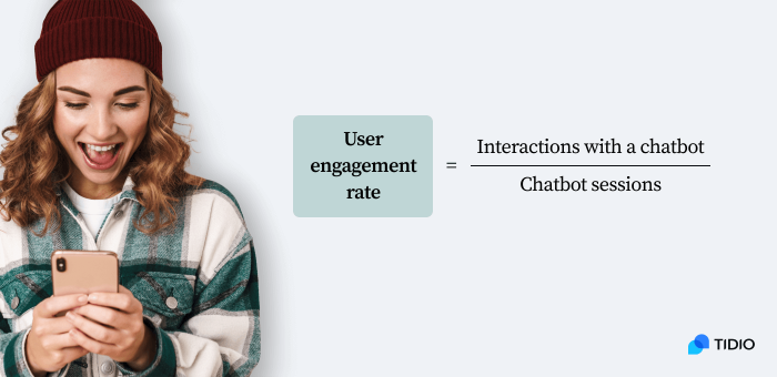 User engagement rate equals interactions with a chatbot divided by chatbot sessions