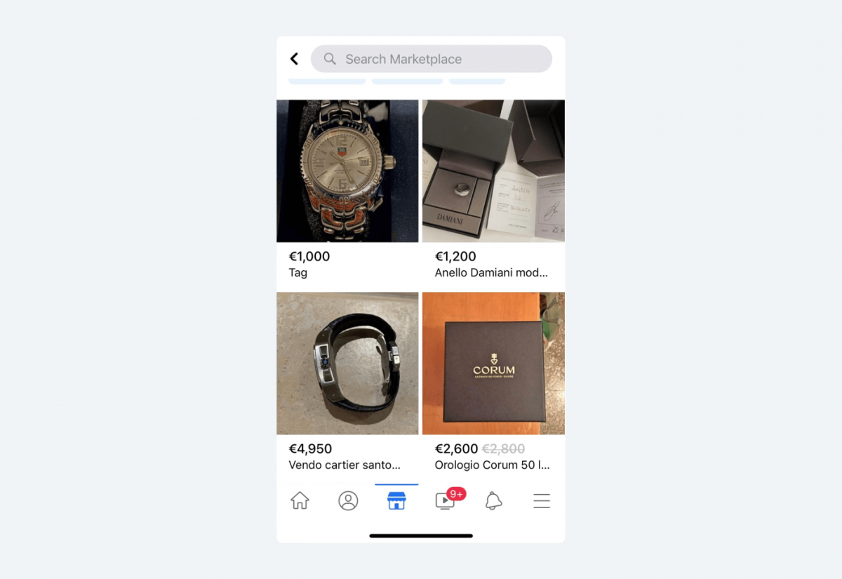 Image showing Facebook Marketplace products in a specific category.