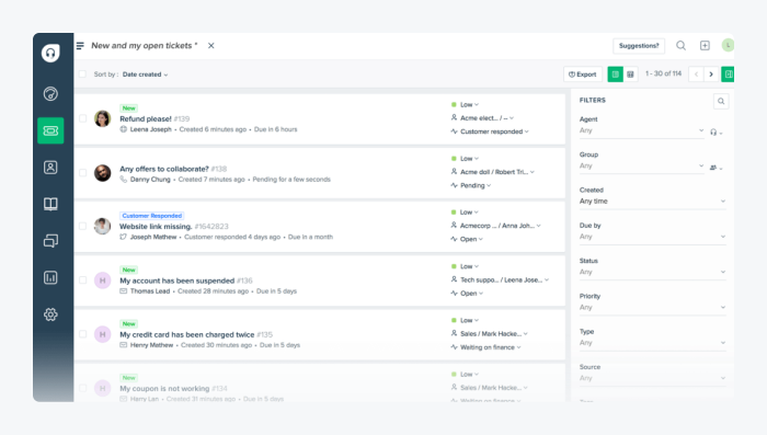 image shows freshworks's ticketing system