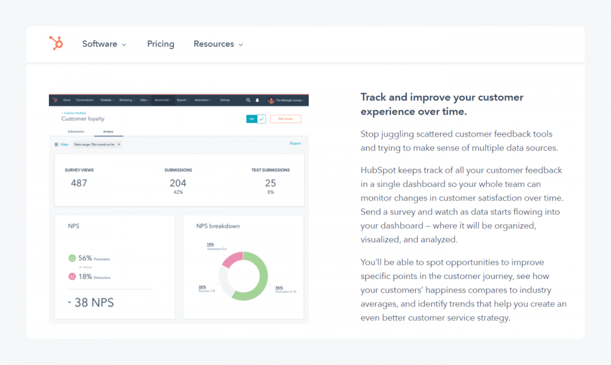 Snapshot of the Hubspot website