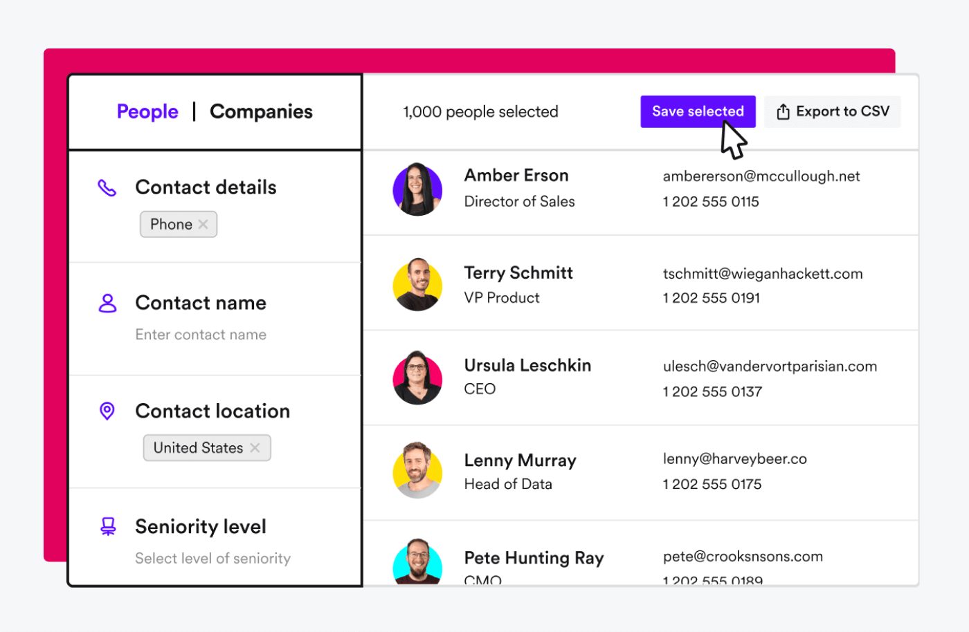 lusha user panel view on image