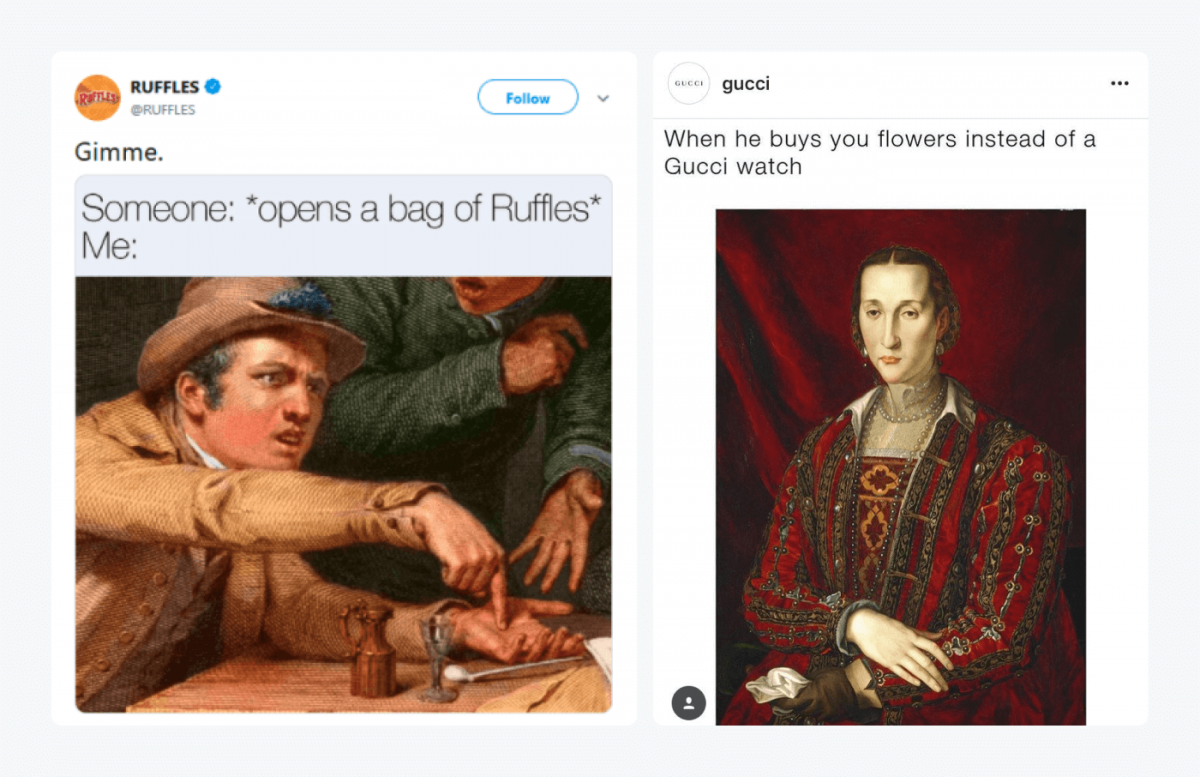 Memes from Ruffles and Gucci