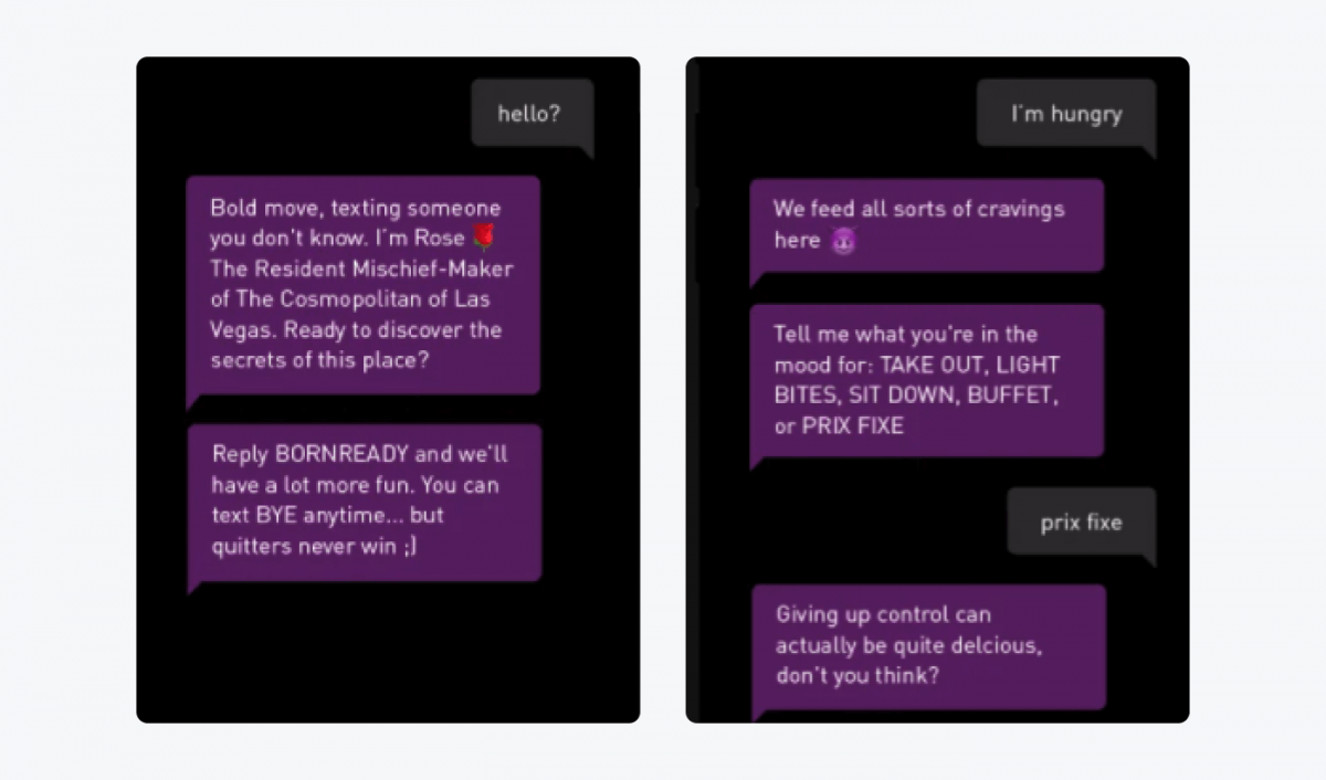 A conversation with a Rosa chatbot