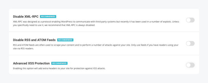 Screenshot of SiteGround Security plugin settings on WordPress