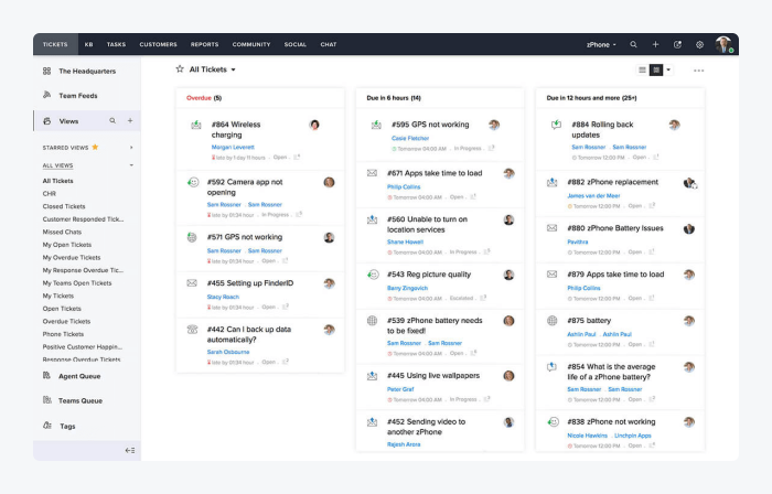 image shows zoho's ticketing system