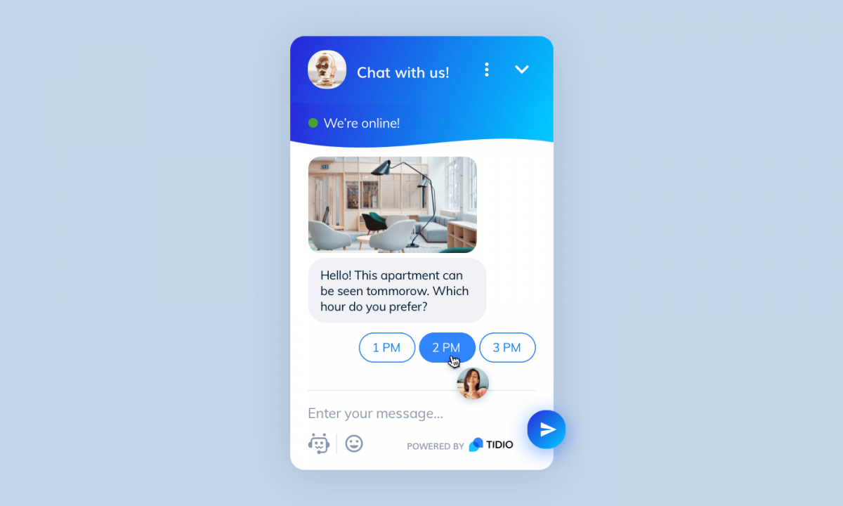 Real estate chatbot powered by Tidio