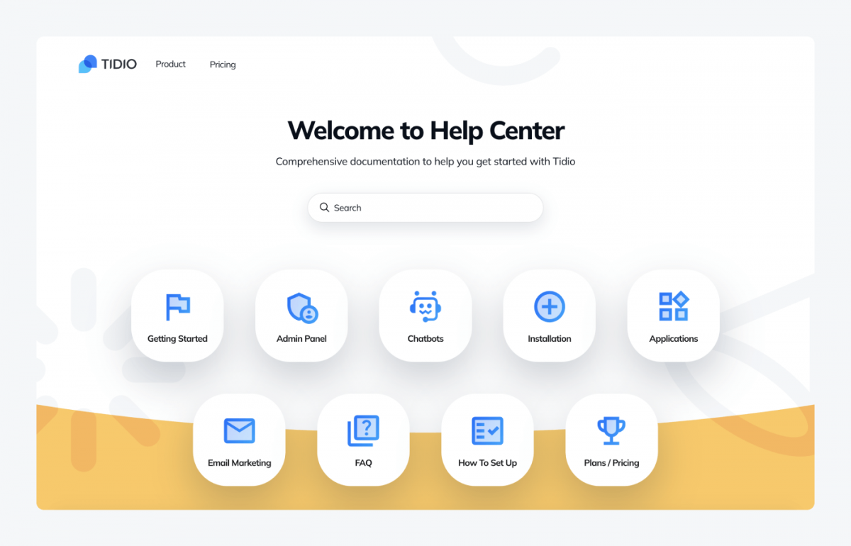 Tidio's help center page