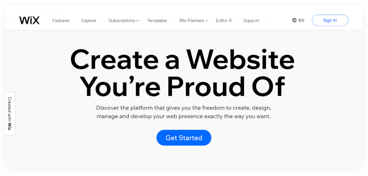 Wix homepage