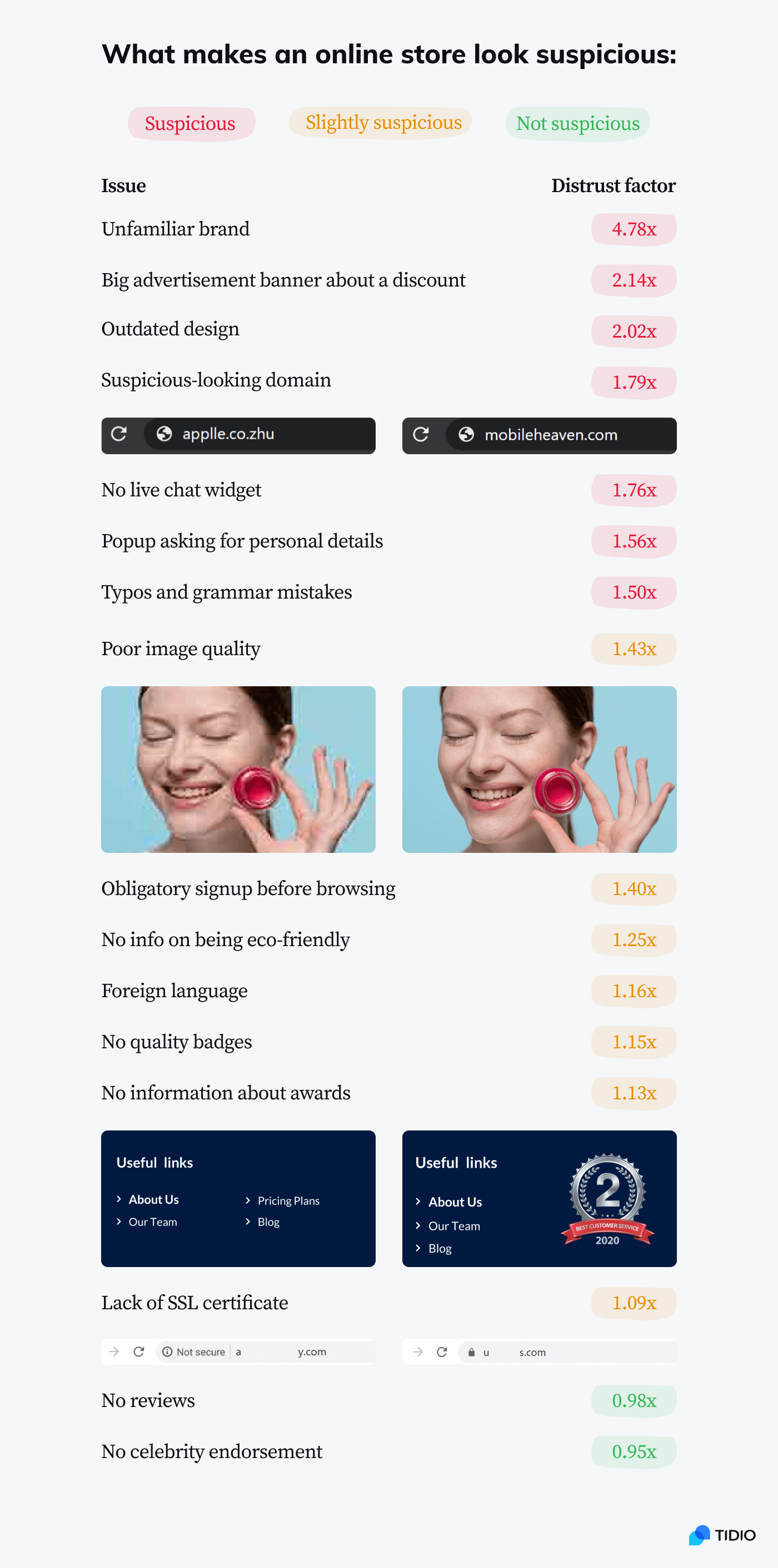 what makes an online store look suspicious infographic