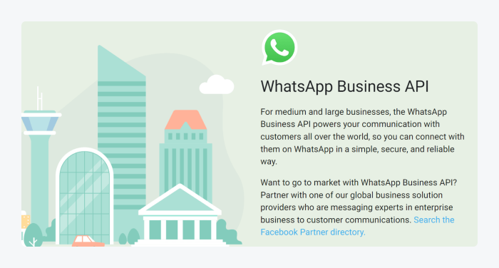 Screenshot of the WhatsApp Business AP landing page