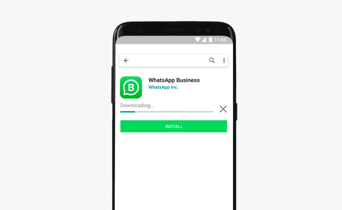 A mobile view of WhatsApp Business download progress 