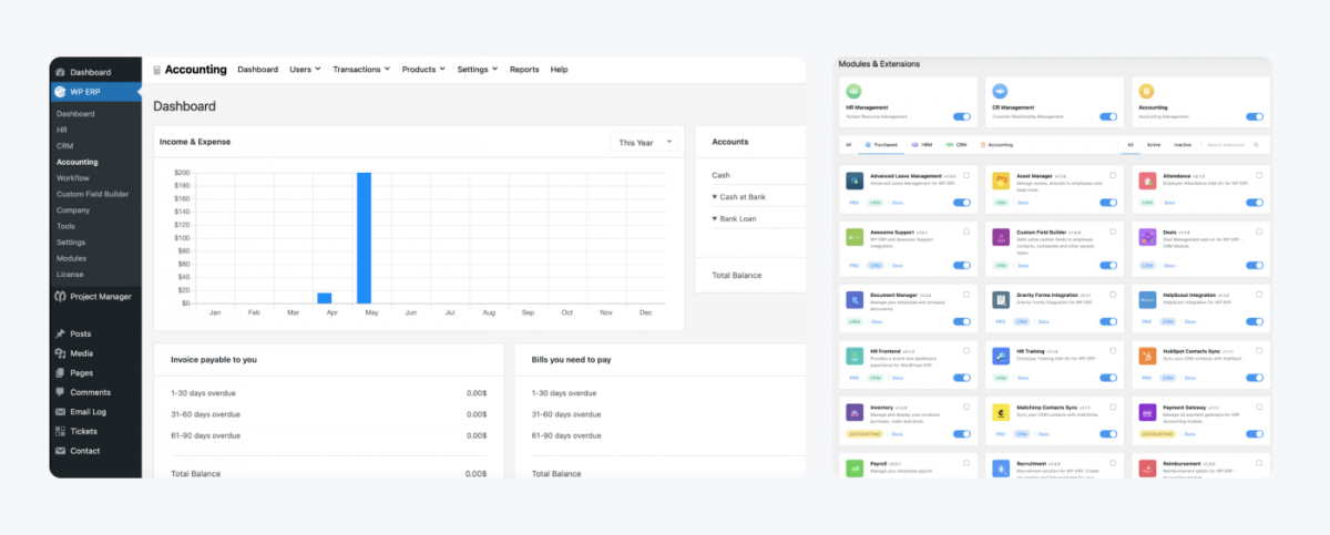 WP ERP settings in wordpress