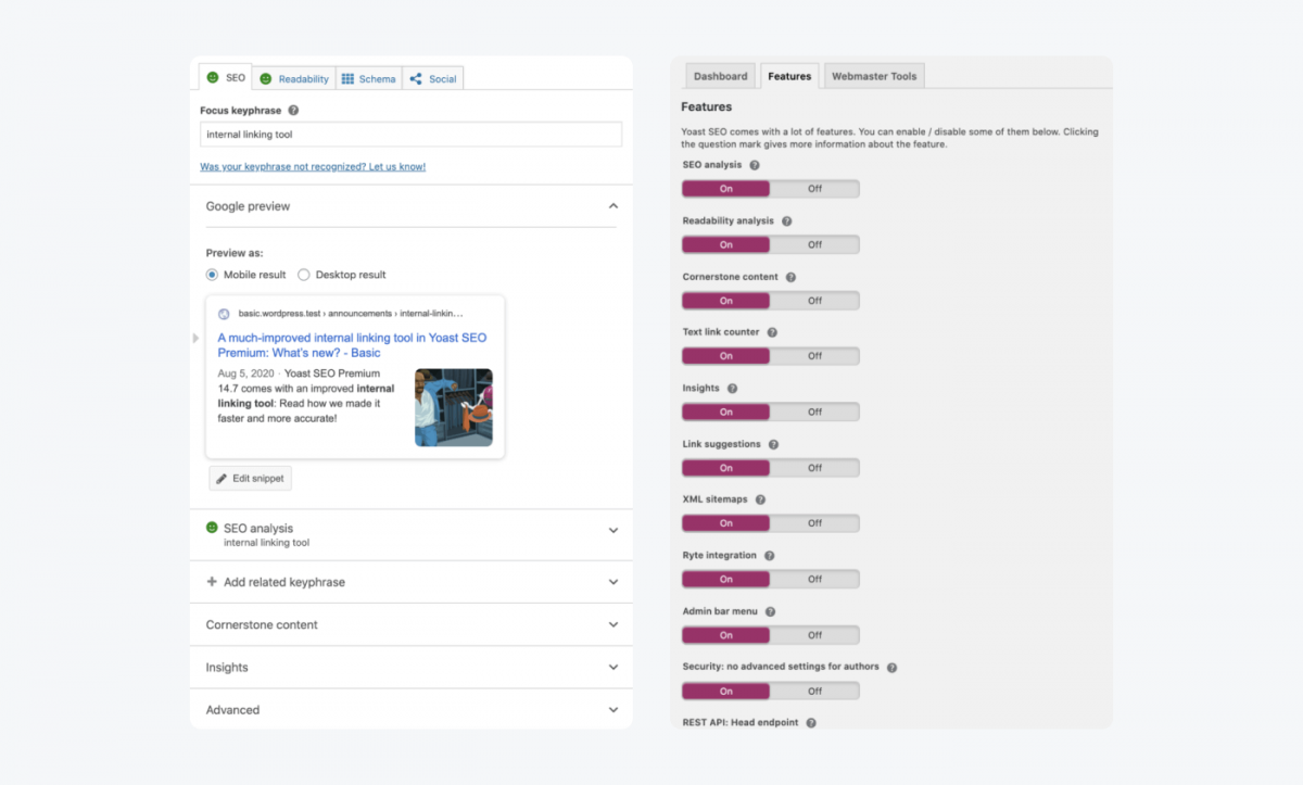 Yoast SEO settings in wordpress