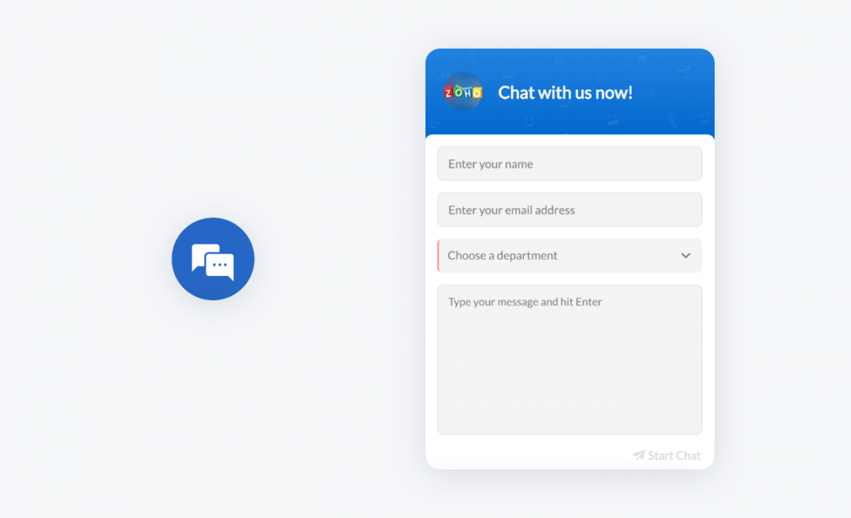 Zoho desk chat widget and icon 